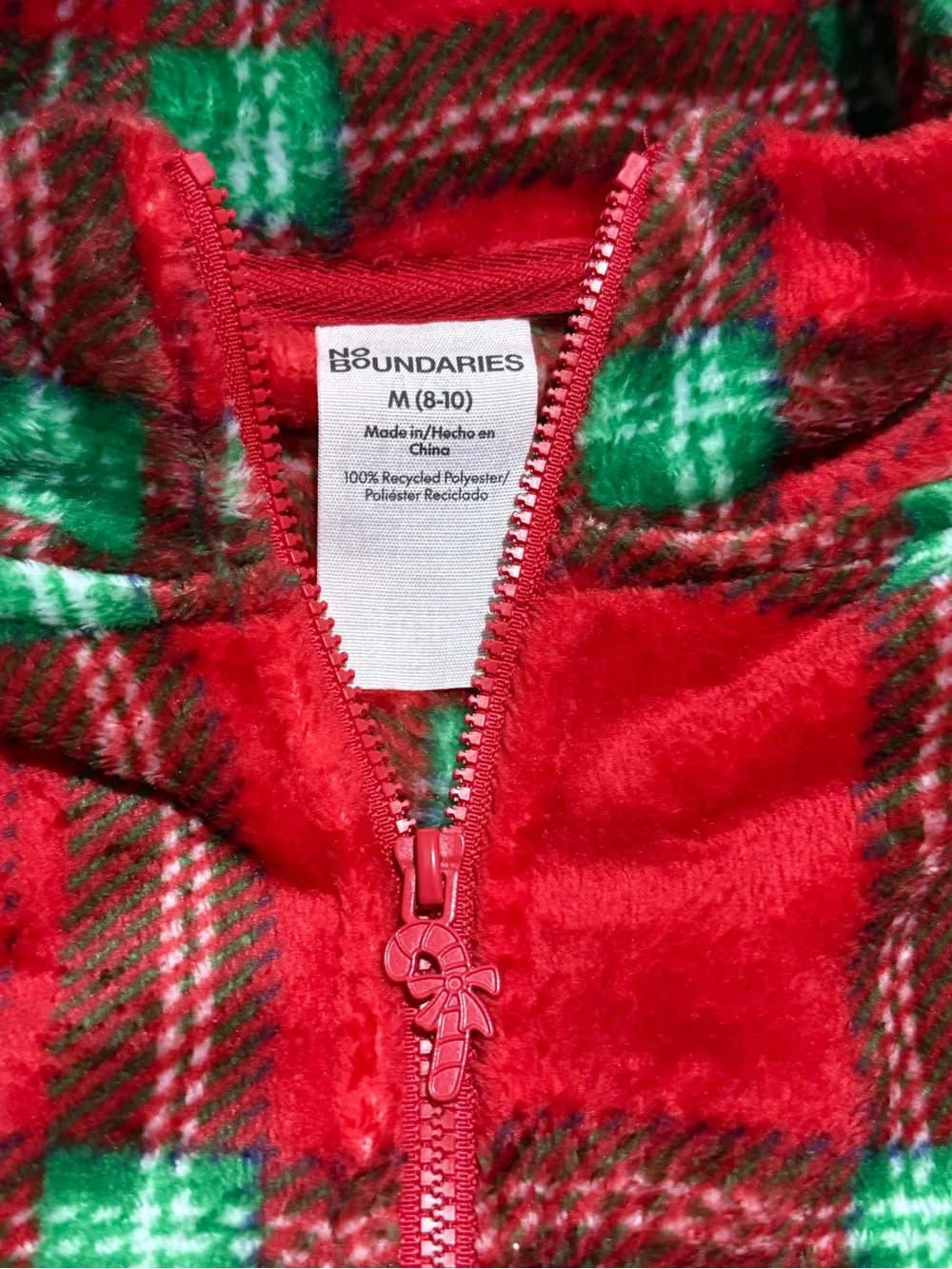 No Boundaries Red Plaid Half-Zip Fleece Pullover